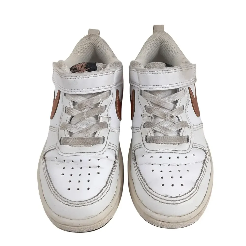 Nike Court Borough 2 Low Top Sneakers Gold White Basketball Shoe Girls 11